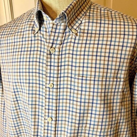 EUC Men's Peter Millar Nanoluxe Easycare Plaid Check Button Down Shirt Size XL - Picture 3 of 4